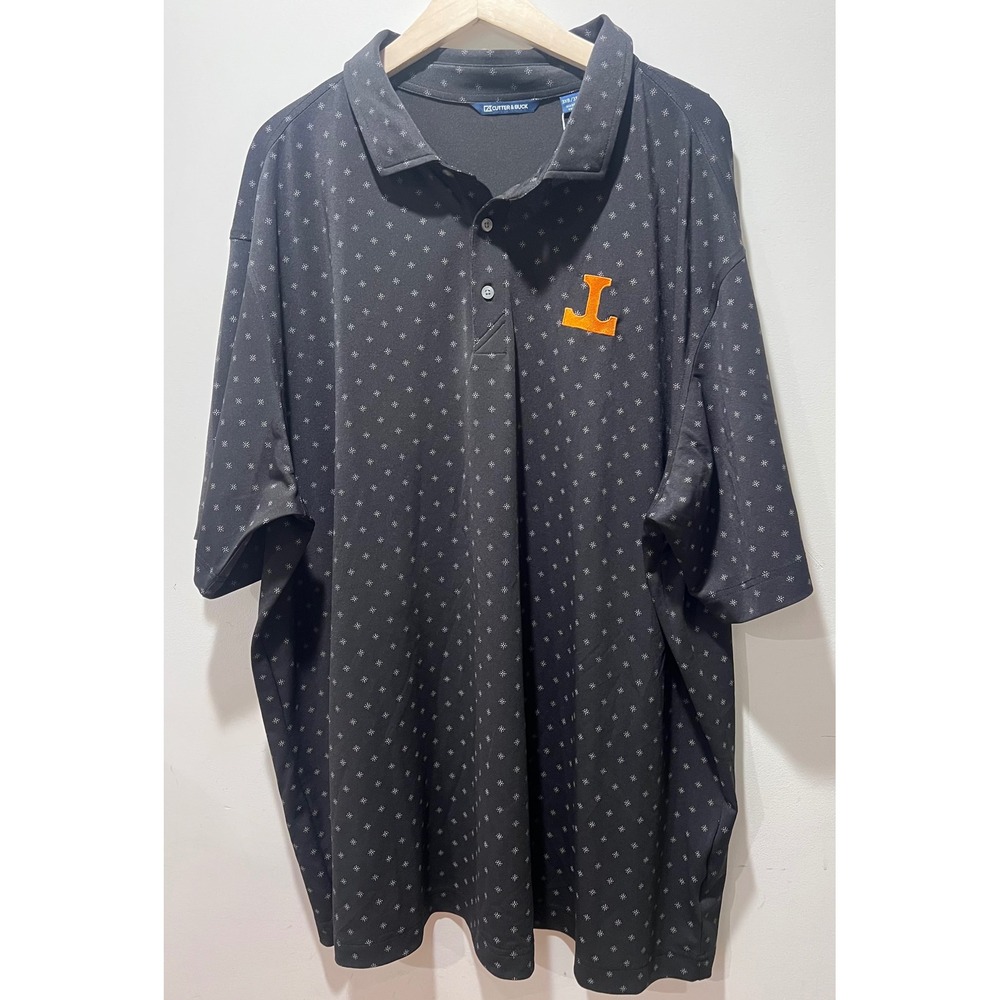 Men's Cutter & Buck Black Tennessee Volunteers‎ Virtue Eco Pique Tile Print Polo